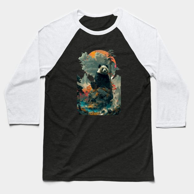 Panda Mountain Baseball T-Shirt by DavidLoblaw